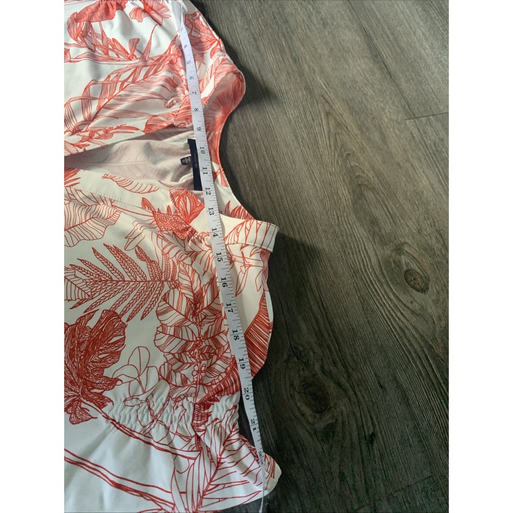 Rachel Rachel Roy Blouse Plus Size 2X Red White Tropical Leaf Print Ruffle Top - Picture 7 of 11